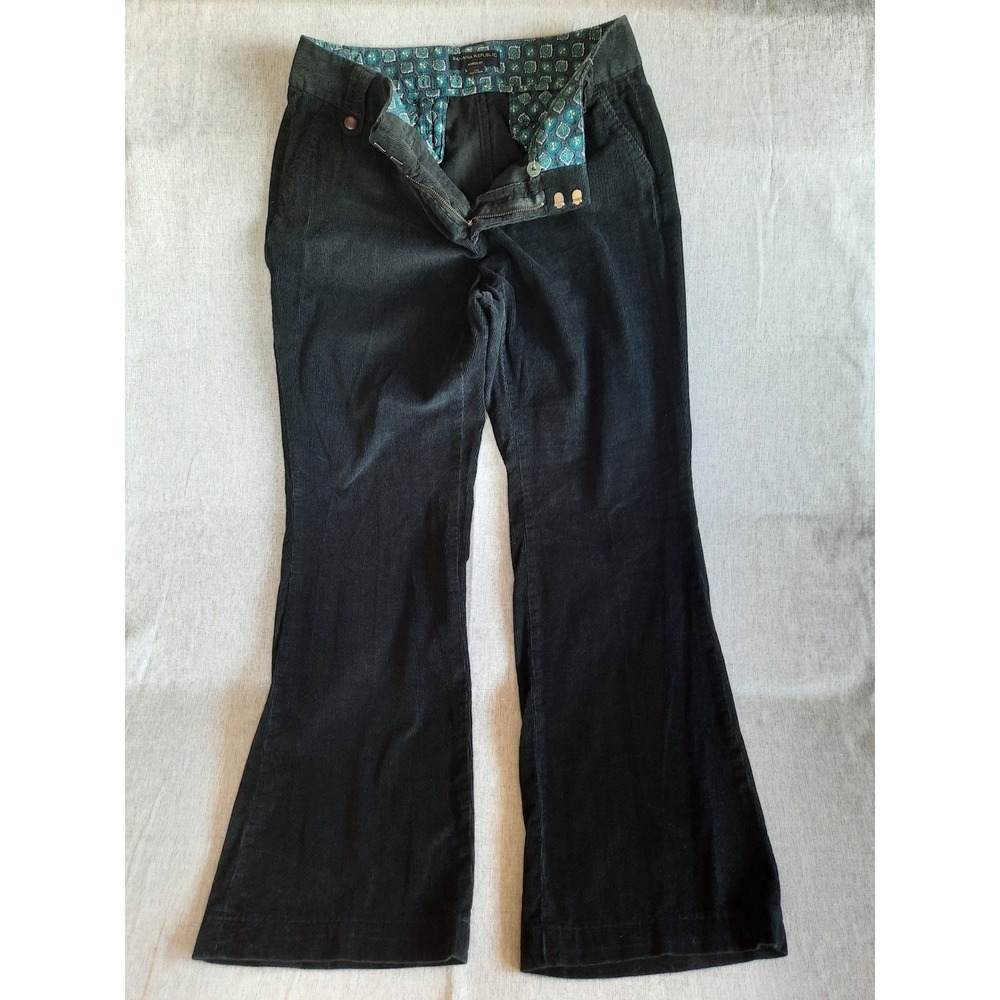 Banana Republic Martin Fit Black Corduroy Lined Pants Women 10R Flare Wide Leg
